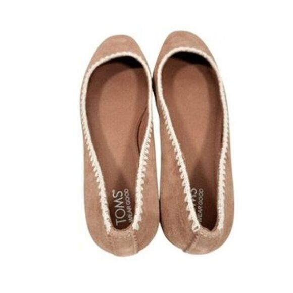 Toms Brown Suede Briella Ballet Flats Slip On Square Toe Shoes Womens Size 12 - Picture 7 of 9
